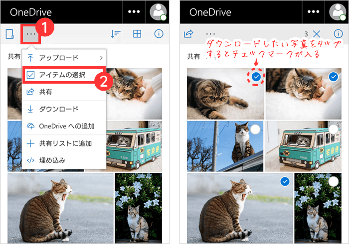 OneDriveから画像をダウンロードする