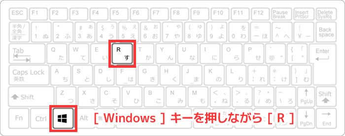 キーボードの「Windowsキー」＋「R」