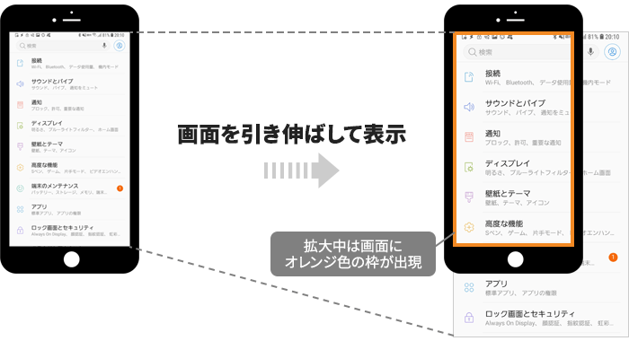 Android 画面を拡大表示する方法