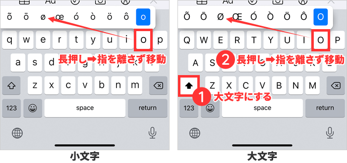 iOS標準のキーボードでの入力方法