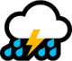 Windows 10 雷雲と雨の絵文字