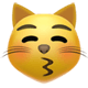 iOS 14 目を閉じたキス顔の猫の絵文字