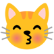 Android 11 目を閉じたキス顔の猫の絵文字